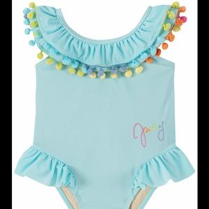 Juicy Couture Kids Swim One Piece - Light Blue with Multicolor Accents